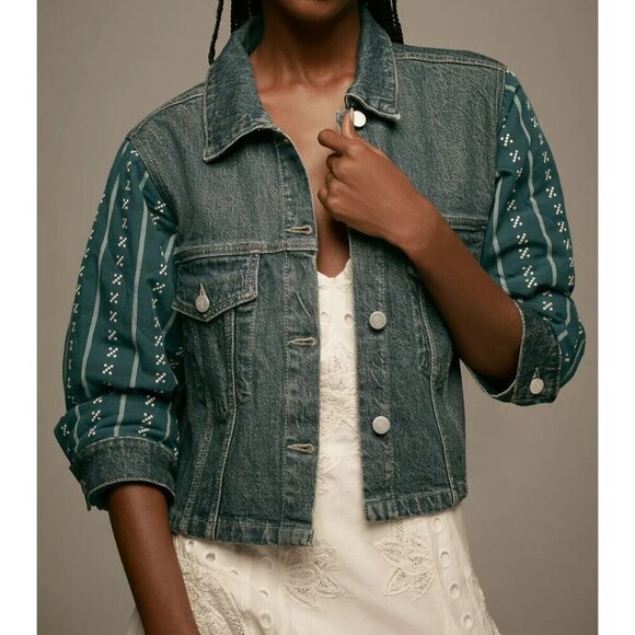 Pilcro Crafted-Sleeve Denim Jacket XS